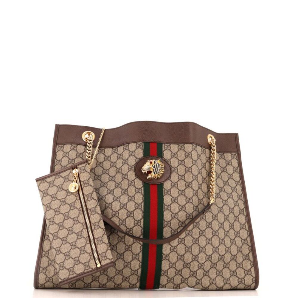 Gucci Rajah Chain Tote GG Coated Canvas Large Brown - Picture 2 of 8
